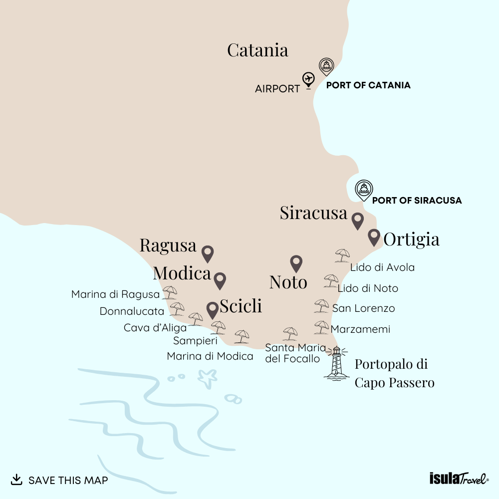 map of southeast sicily by isulatravel